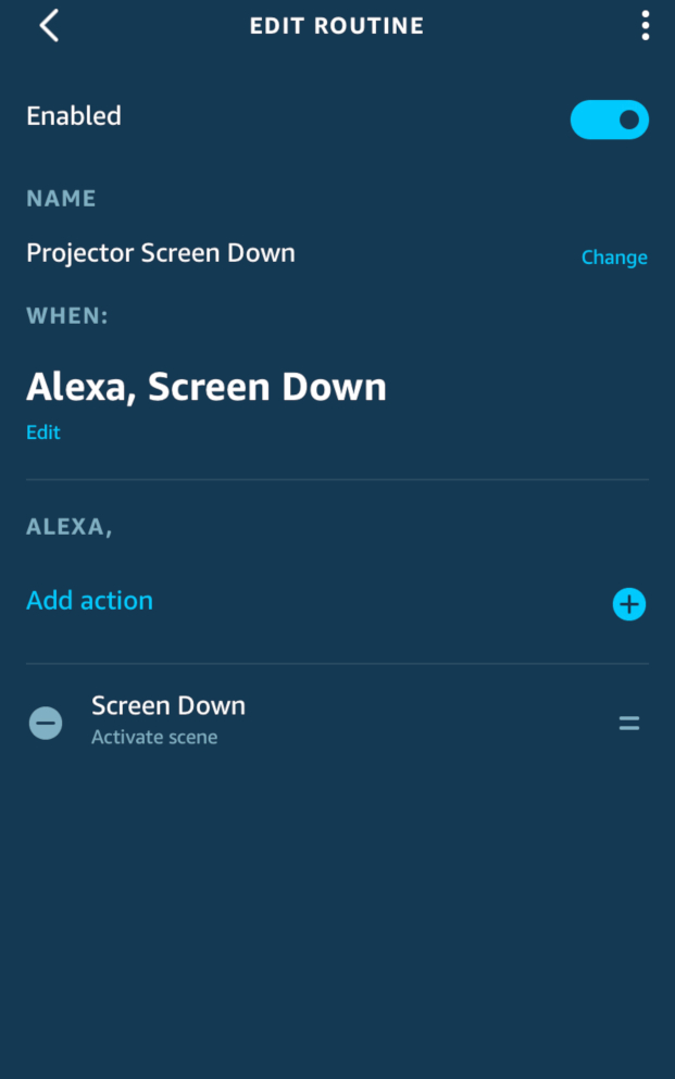 how to control projector screen with alexa